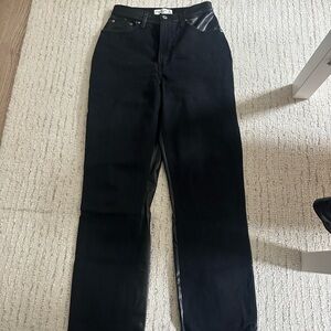 Abercrombie Mixed Fabric Curve Love Ultra High Rise 90s Straight Jean